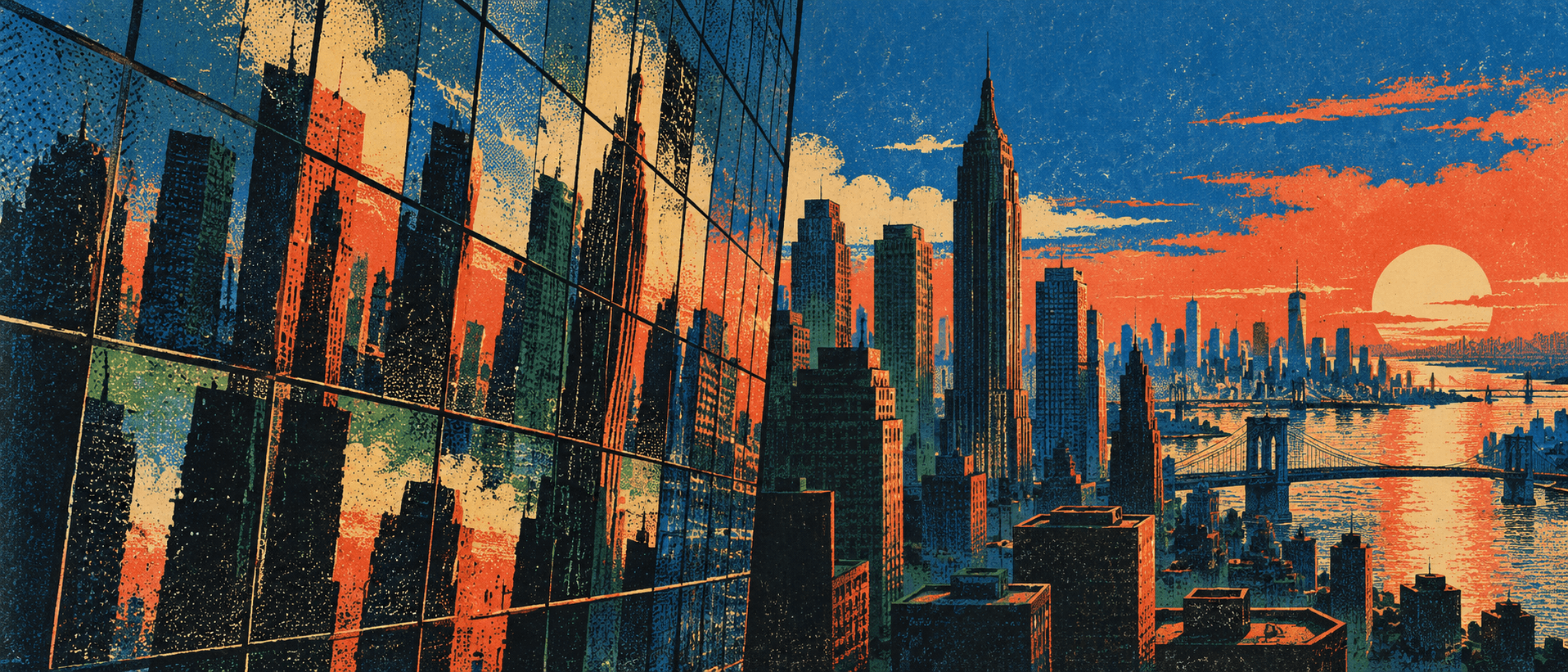 A grid of coloured glass panels lit from behind
